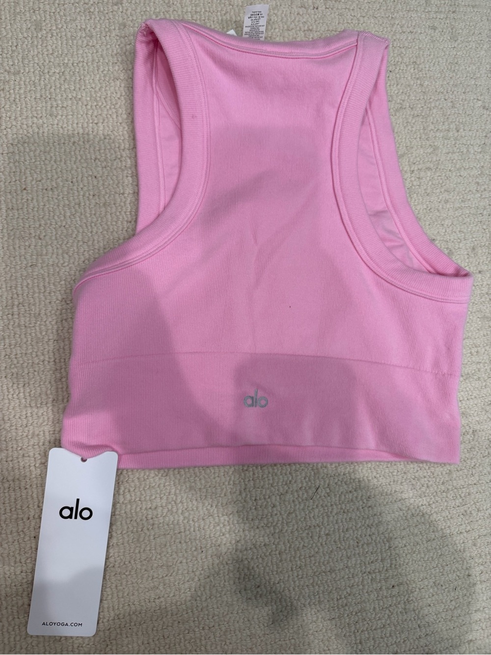 ALO Yoga Pink Ribbed Racerback Crop Tank - Picture 3 of 4